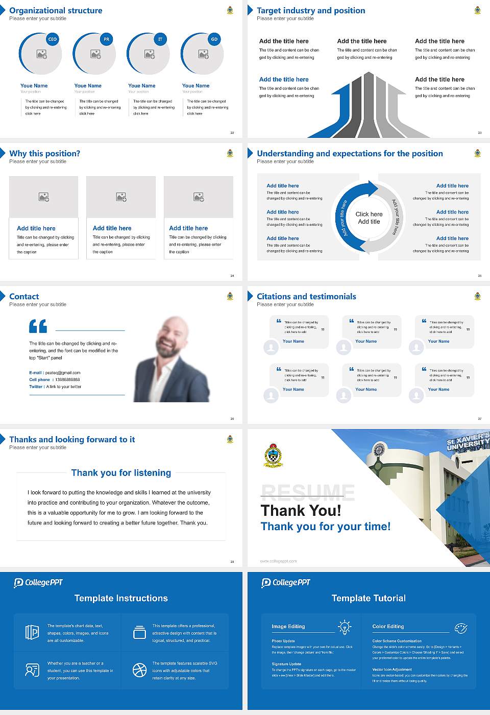 St. Xavier ‘s University Resume PPT Template16:9 ratio PPT effect preview image4