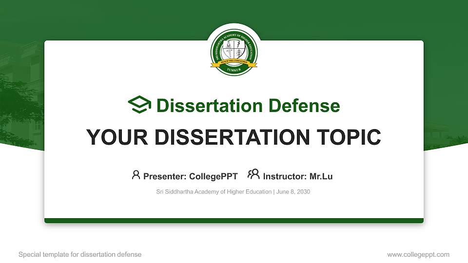 Sri Siddhartha Academy of Higher Education Graduation Thesis Defense PPT Template16:9 ratio PPT effect preview image