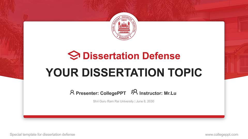 Shri Guru Ram Rai University Graduation Thesis Defense PPT Template16:9 ratio PPT effect preview image