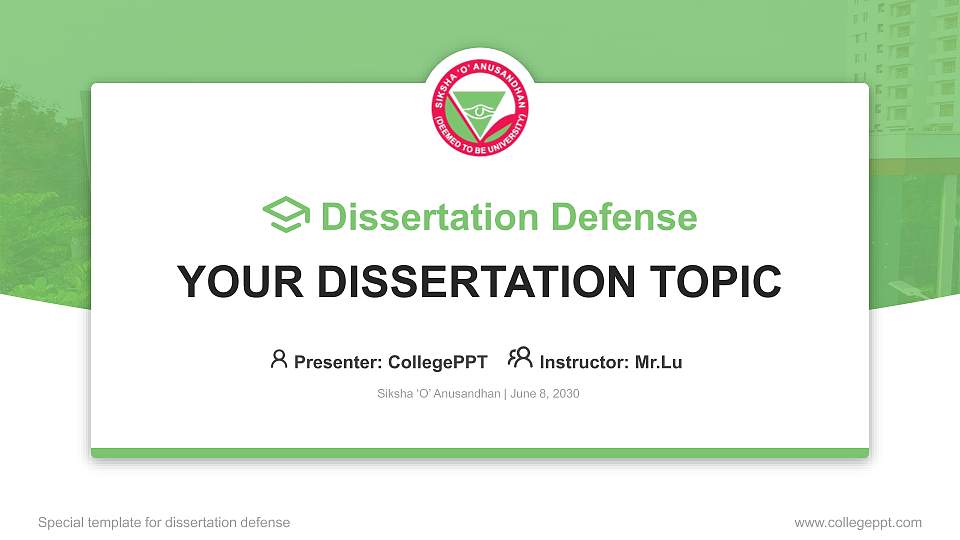 Siksha ‘O’ Anusandhan Graduation Thesis Defense PPT Template16:9 ratio PPT effect preview image