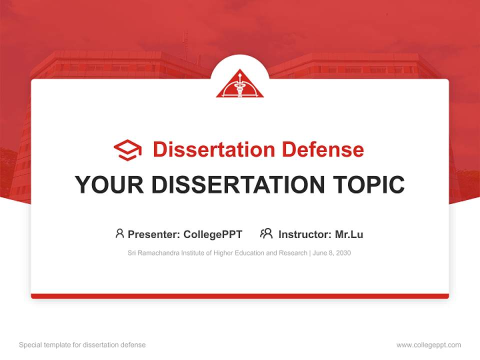 Sri Ramachandra Institute of Higher Education and Research Graduation Thesis Defense PPT Template4:3 ratio PPT effect preview image7