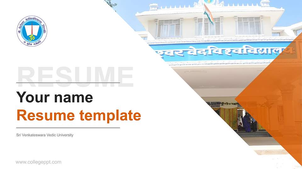Sri Venkateswara Vedic University Resume PPT Template16:9 ratio PPT effect preview image