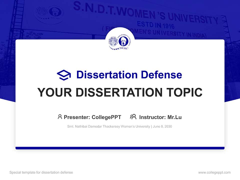 Smt. Nathibai Damodar Thackersey Women’s University Graduation Thesis Defense PPT Template4:3 ratio PPT effect preview image7