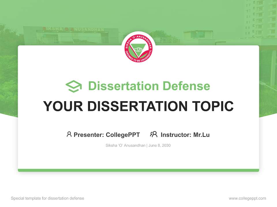 Siksha ‘O’ Anusandhan Graduation Thesis Defense PPT Template4:3 ratio PPT effect preview image7