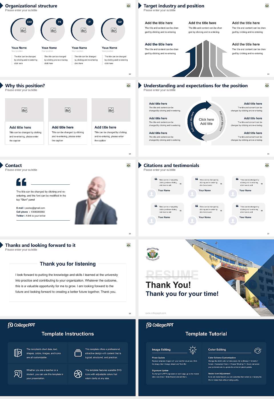 St. Joseph ‘s University Resume PPT Template16:9 ratio PPT effect preview image4
