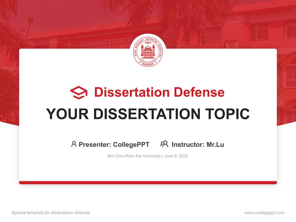 Shri Guru Ram Rai University Graduation Thesis Defense PPT Template4:3 ratio PPT effect preview image7
