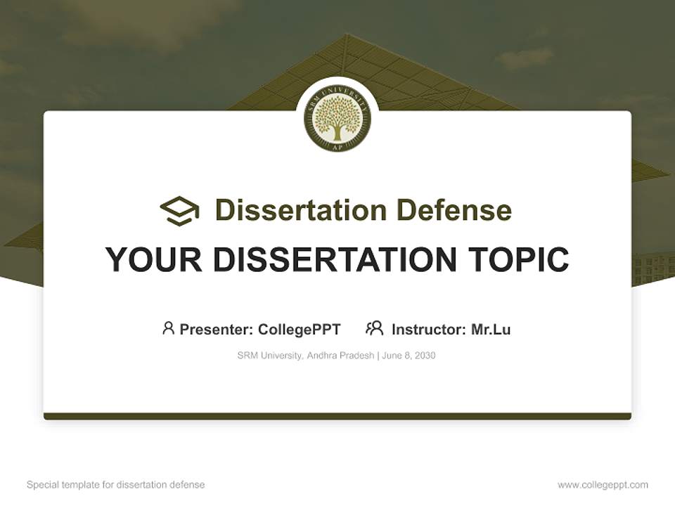 SRM University, Andhra Pradesh Graduation Thesis Defense PPT Template4:3 ratio PPT effect preview image7