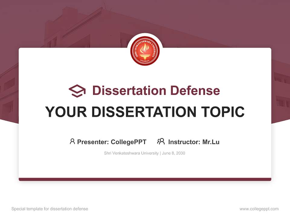 Shri Venkateshwara University Graduation Thesis Defense PPT Template4:3 ratio PPT effect preview image7