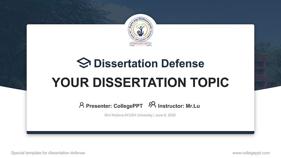Shri Krishna AYUSH University Graduation Thesis Defense PPT Template16:9 ratio PPT effect preview image