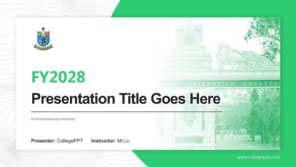 Sri Krishnadevaraya University Academic Presentation/Research Findings Report PPT Template16:9 ratio PPT effect preview image