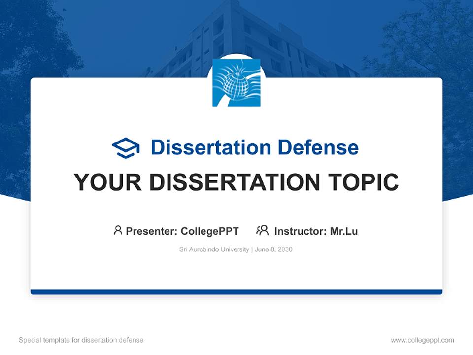 Sri Aurobindo University Graduation Thesis Defense PPT Template4:3 ratio PPT effect preview image7