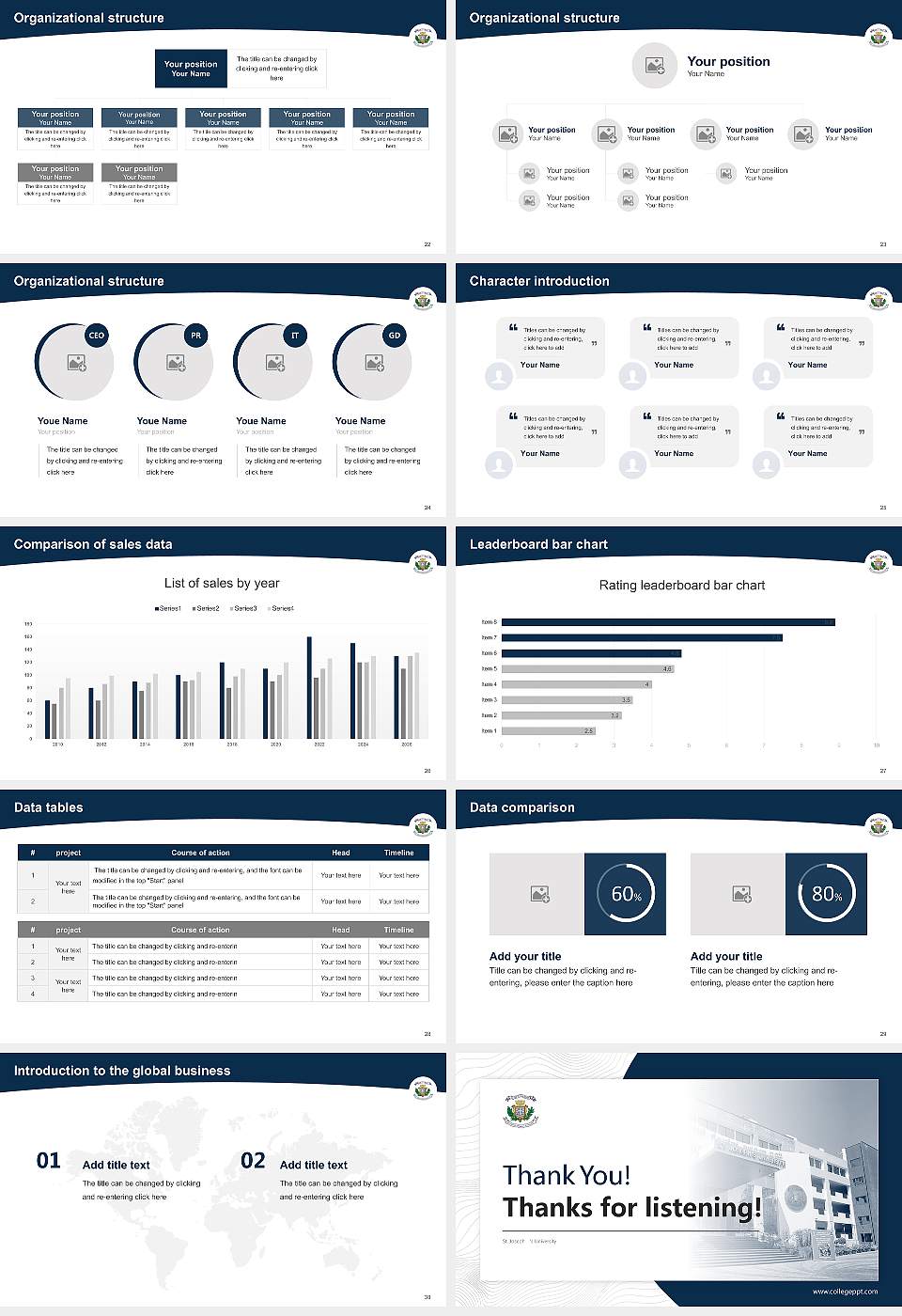 St. Joseph ‘s University Academic Presentation/Research Findings Report PPT Template16:9 ratio PPT effect preview image4