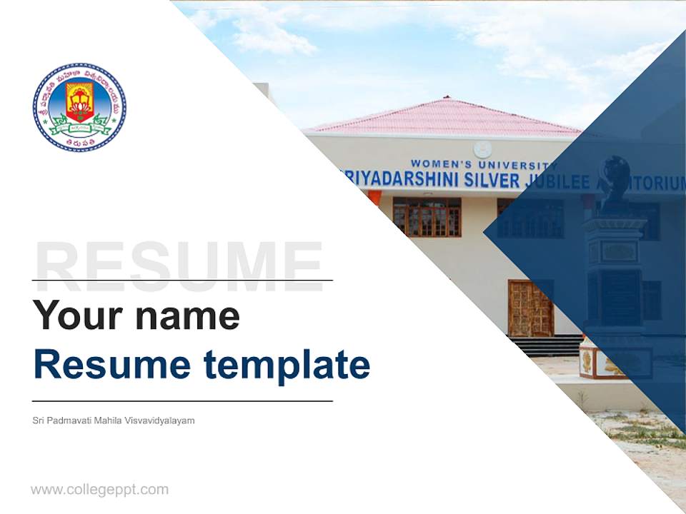 Sri Padmavati Mahila Visvavidyalayam Resume PPT Template4:3 ratio PPT effect preview image5