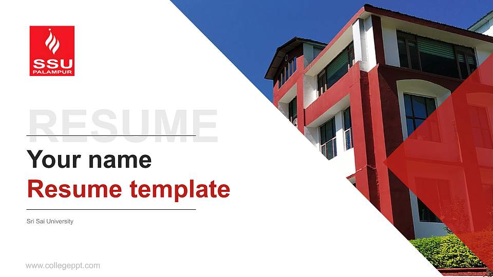 Sri Sai University Resume PPT Template16:9 ratio PPT effect preview image