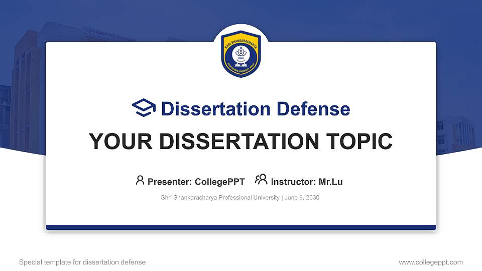 Shri Shankaracharya Professional University Graduation Thesis Defense PPT Template16:9 ratio PPT effect preview image