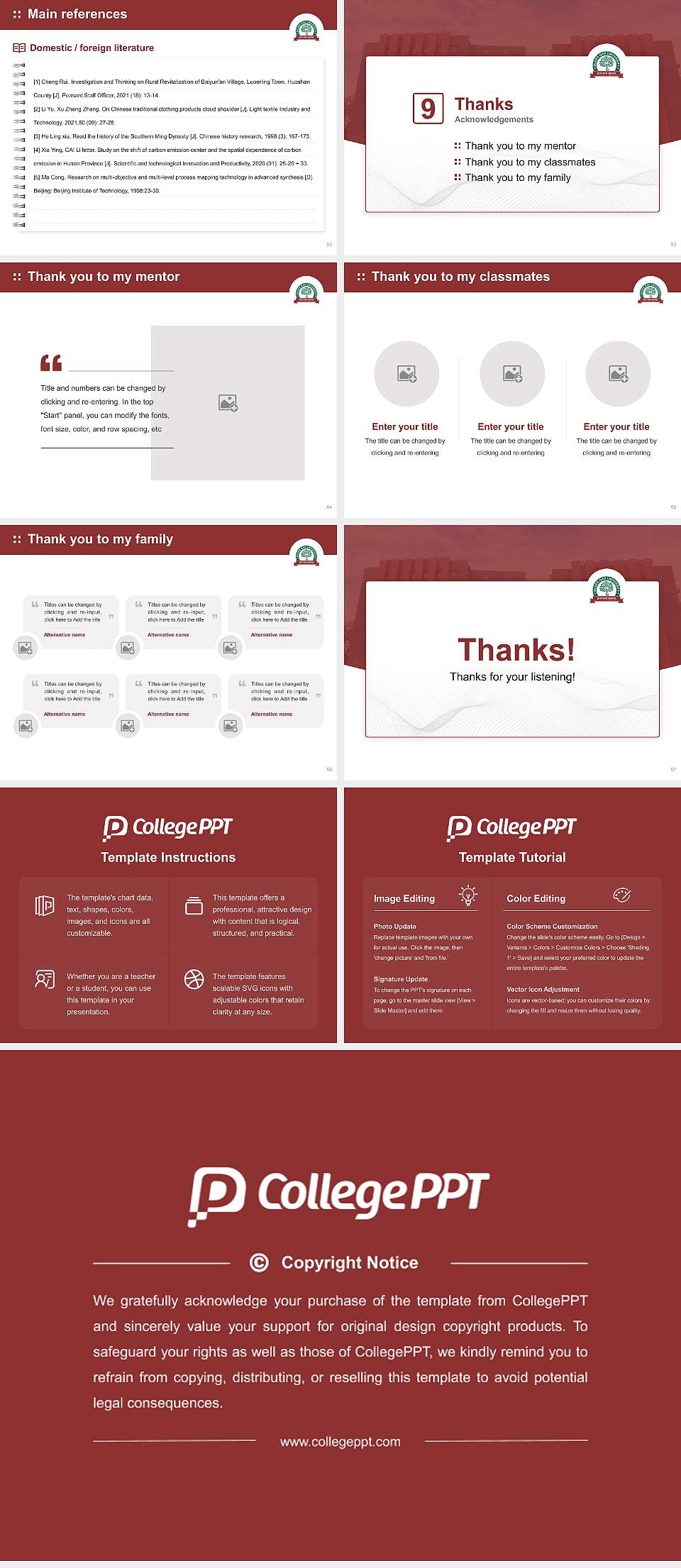 Silver Oak University Graduation Thesis Defense PPT Template4:3 ratio PPT effect preview image7