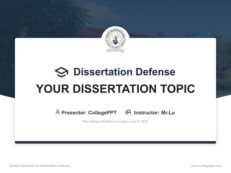 Shri Krishna AYUSH University Graduation Thesis Defense PPT Template4:3 ratio PPT effect preview image7