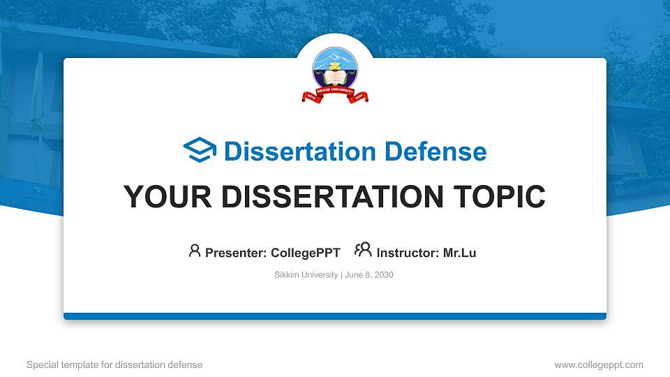 Sikkim University Graduation Thesis Defense PPT Template16:9 ratio PPT effect preview image
