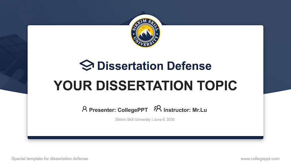 Sikkim Skill University Graduation Thesis Defense PPT Template16:9 ratio PPT effect preview image