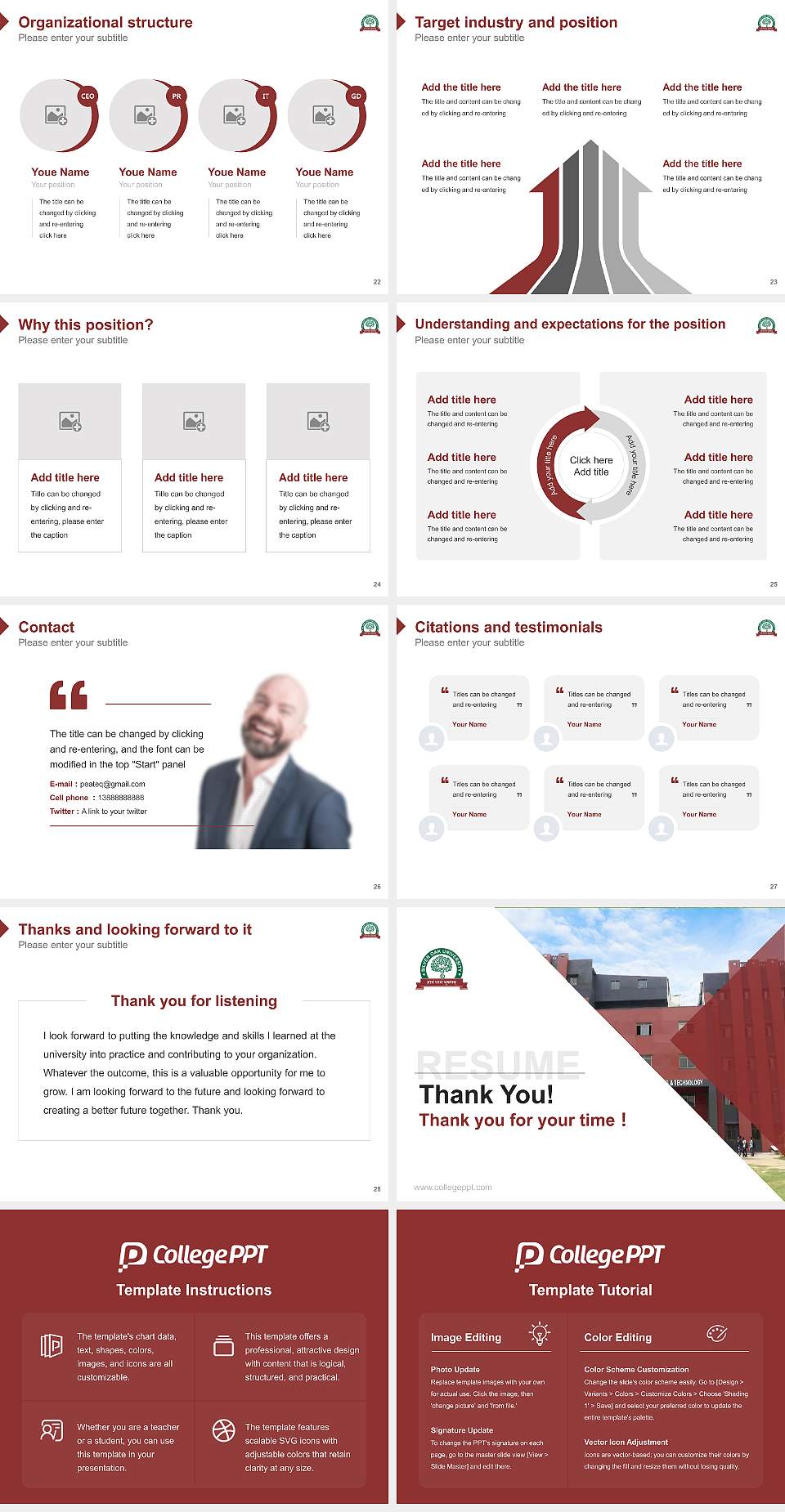 Silver Oak University Resume PPT Template4:3 ratio PPT effect preview image4