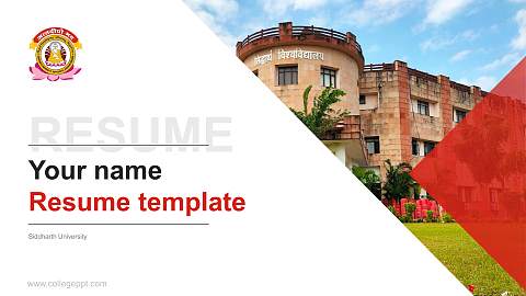 Siddharth University Resume PPT Template