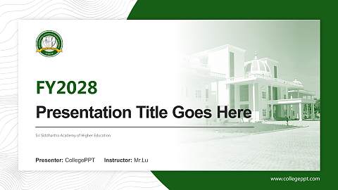 Sri Siddhartha Academy of Higher Education Academic Presentation/Research Findings Report PPT Template