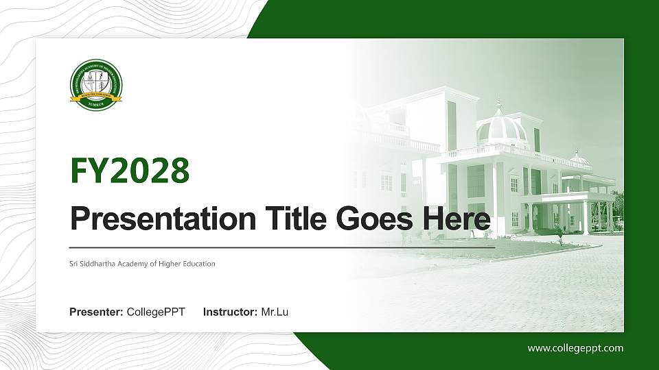 Sri Siddhartha Academy of Higher Education Academic Presentation/Research Findings Report PPT Template16:9 ratio PPT effect preview image