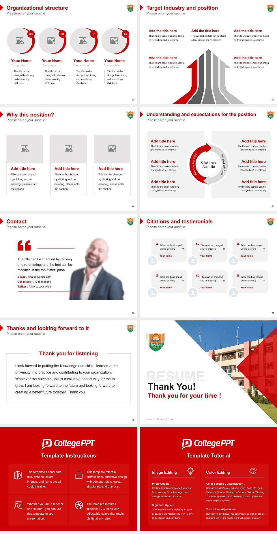 Sunrise University Resume PPT Template4:3 ratio PPT effect preview image4