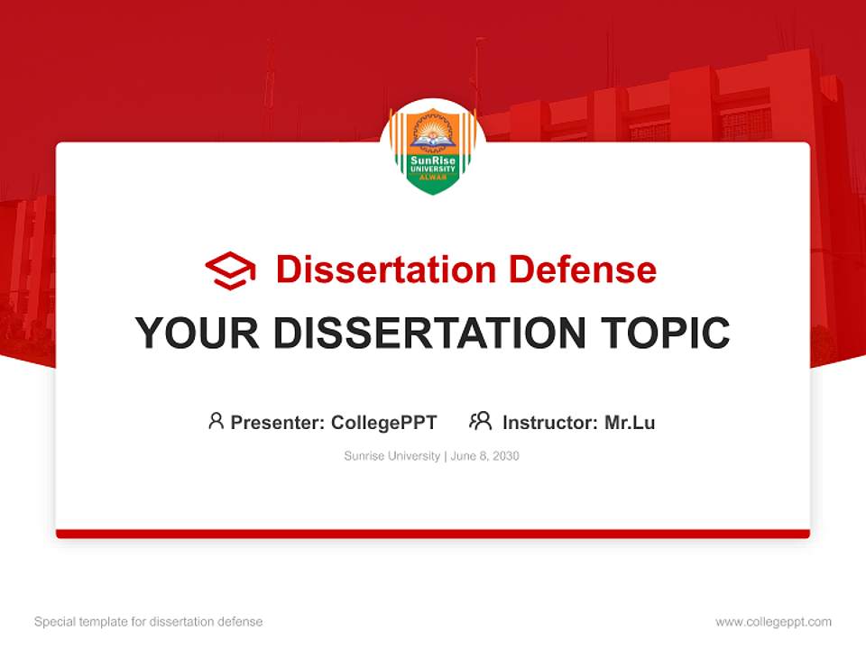 Sunrise University Graduation Thesis Defense PPT Template4:3 ratio PPT effect preview image7