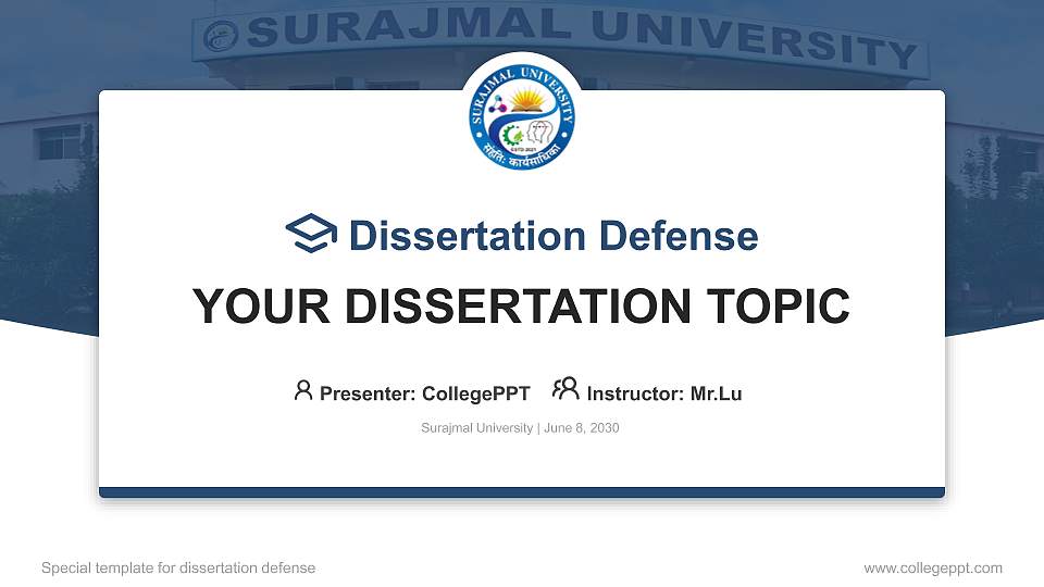 Surajmal University Graduation Thesis Defense PPT Template16:9 ratio PPT effect preview image