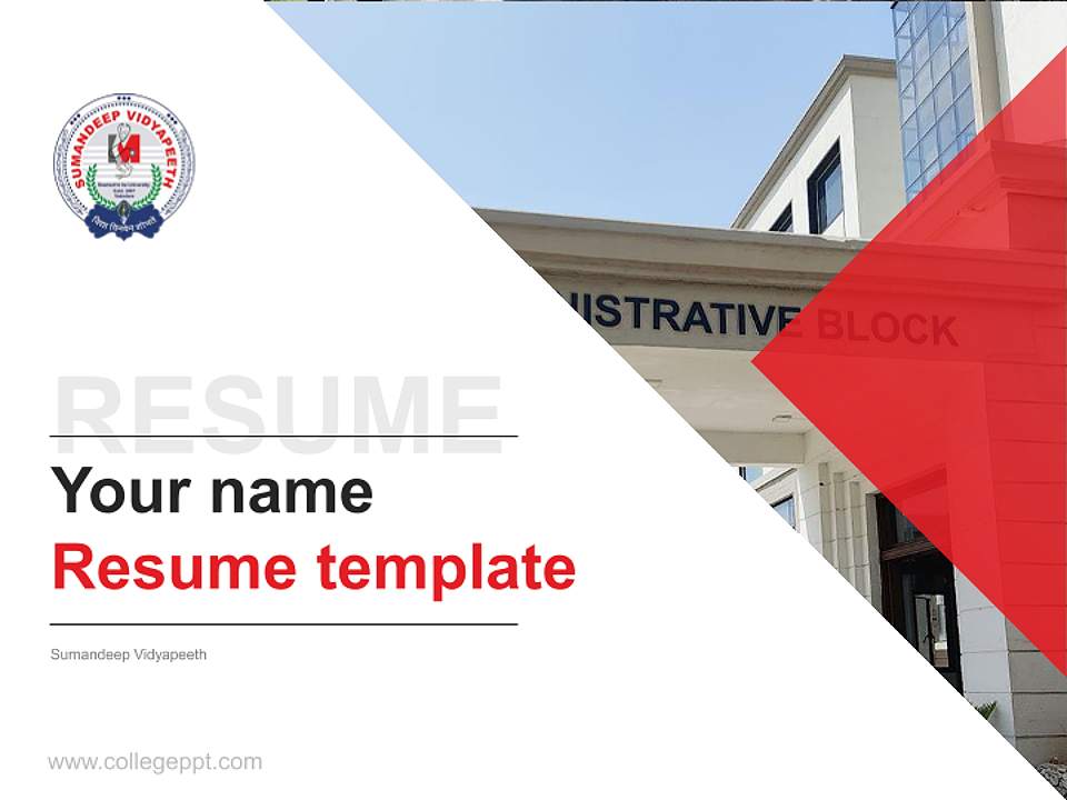 Sumandeep Vidyapeeth Resume PPT Template4:3 ratio PPT effect preview image5