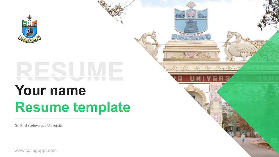 Sri Krishnadevaraya University Resume PPT Template16:9 ratio PPT effect preview image