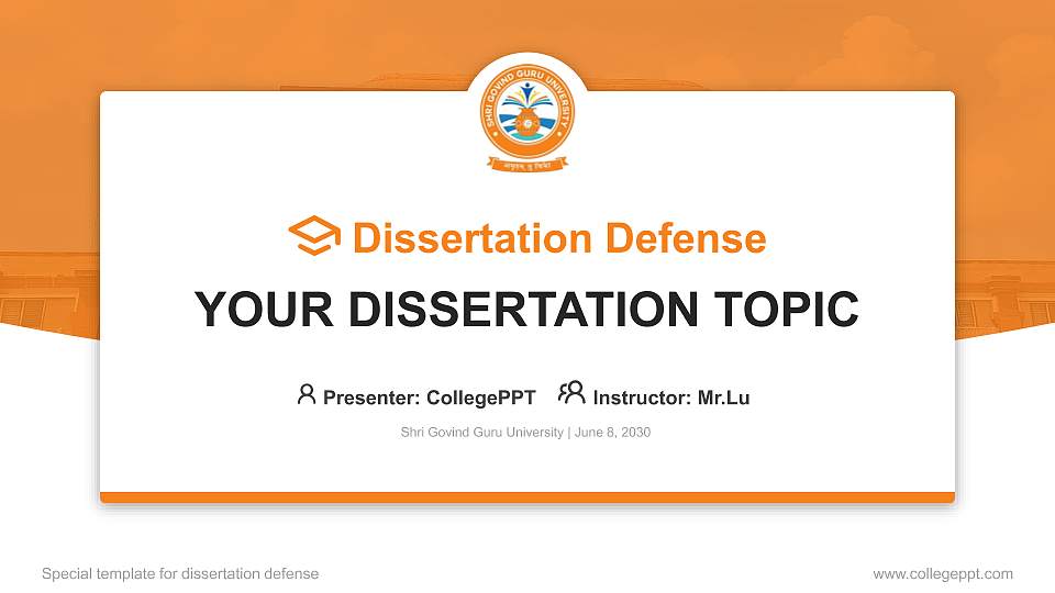 Shri Govind Guru University Graduation Thesis Defense PPT Template16:9 ratio PPT effect preview image