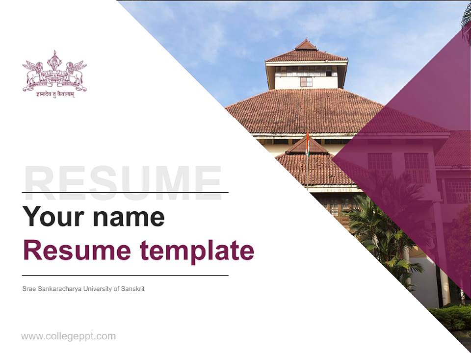 Sree Sankaracharya University of Sanskrit Resume PPT Template4:3 ratio PPT effect preview image5