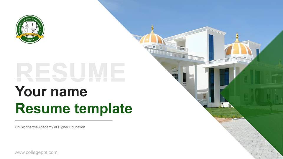 Sri Siddhartha Academy of Higher Education Resume PPT Template16:9 ratio PPT effect preview image