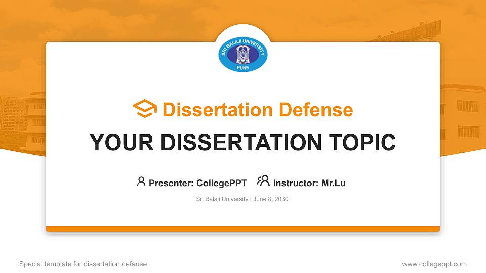Sri Balaji University Graduation Thesis Defense PPT Template16:9 ratio PPT effect preview image