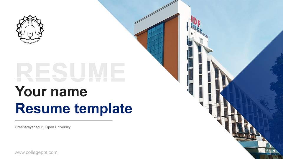 Sreenarayanaguru Open University Resume PPT Template16:9 ratio PPT effect preview image
