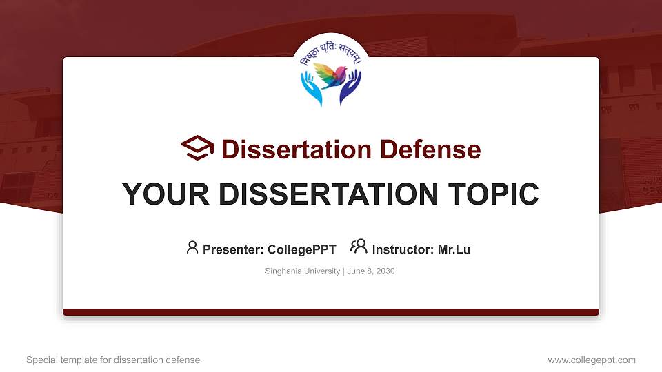 Singhania University Graduation Thesis Defense PPT Template16:9 ratio PPT effect preview image