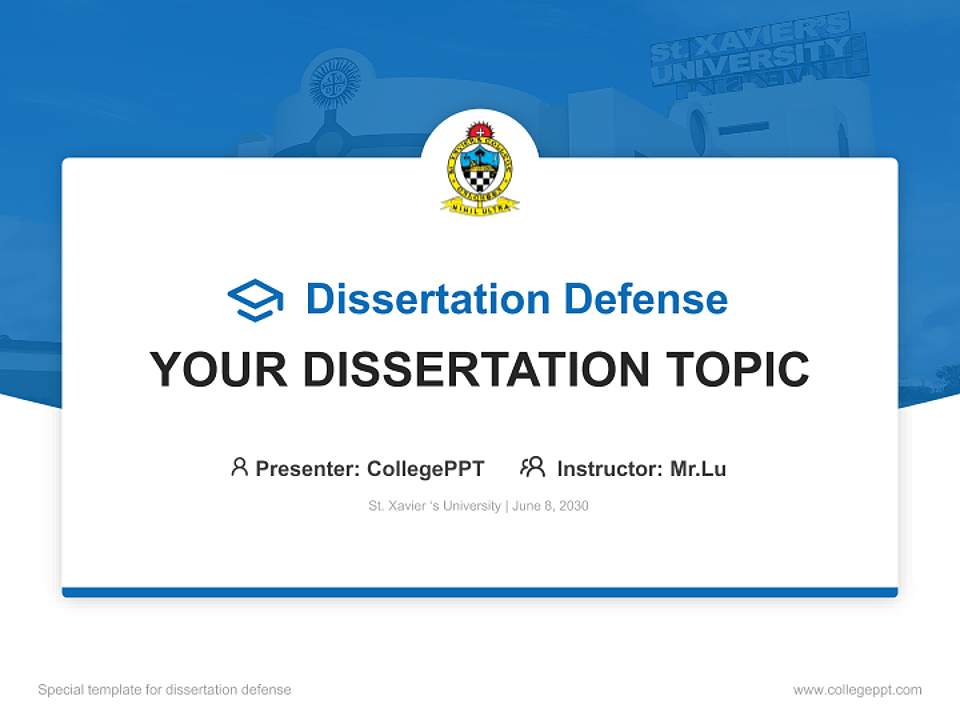 St. Xavier ‘s University Graduation Thesis Defense PPT Template4:3 ratio PPT effect preview image7