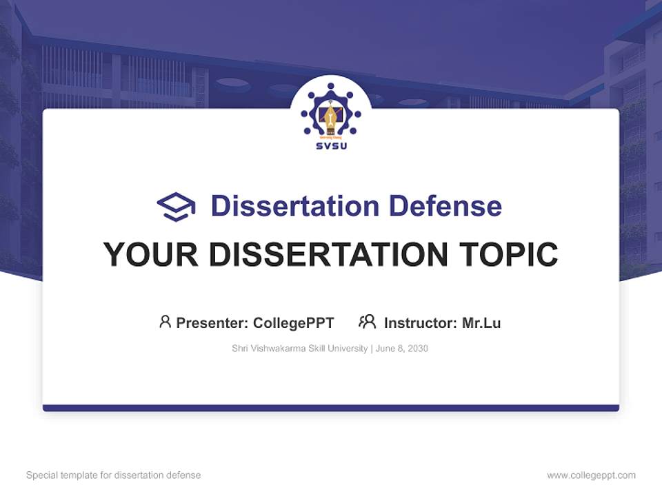 Shri Vishwakarma Skill University Graduation Thesis Defense PPT Template4:3 ratio PPT effect preview image7