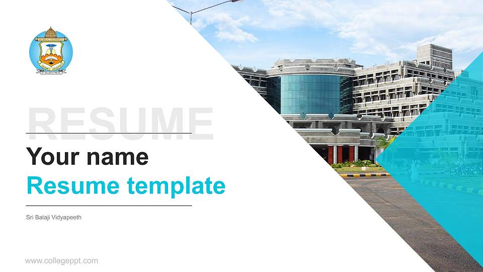 Sri Balaji Vidyapeeth Resume PPT Template16:9 ratio PPT effect preview image