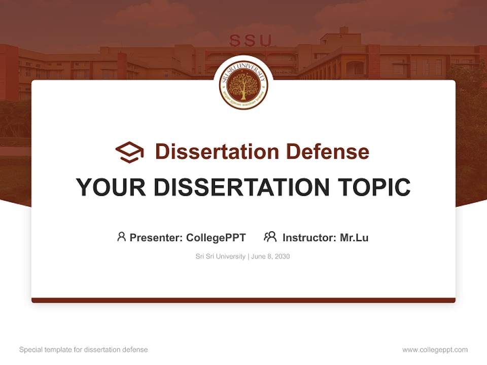 Sri Sri University Graduation Thesis Defense PPT Template4:3 ratio PPT effect preview image1