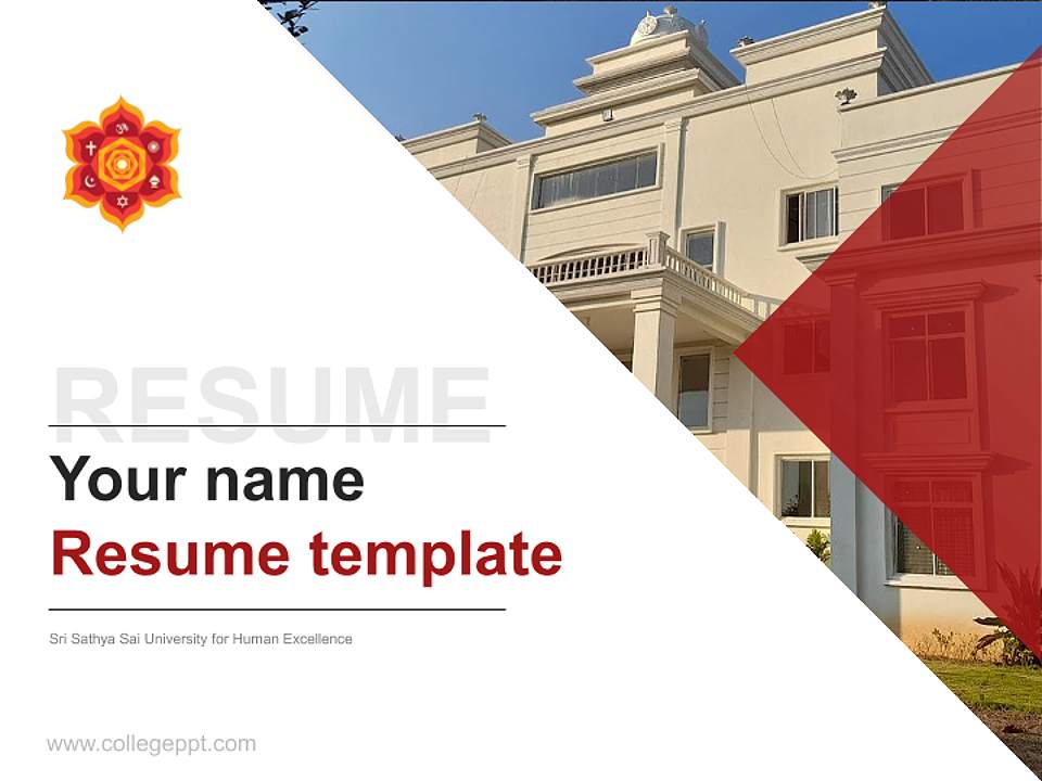 Sri Sathya Sai University for Human Excellence Resume PPT Template4:3 ratio PPT effect preview image1