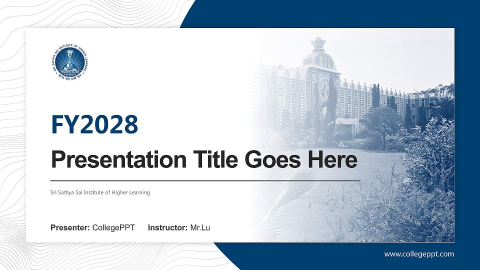 Sri Sathya Sai Institute of Higher Learning Academic Presentation/Research Findings Report PPT Template16:9 ratio PPT effect preview image