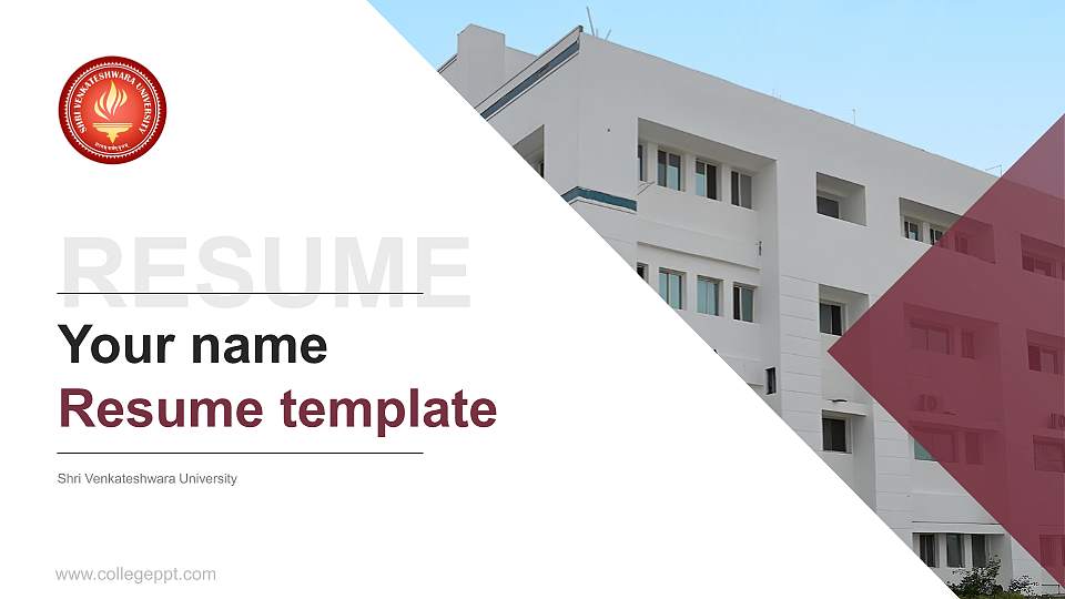 Shri Venkateshwara University Resume PPT Template16:9 ratio PPT effect preview image