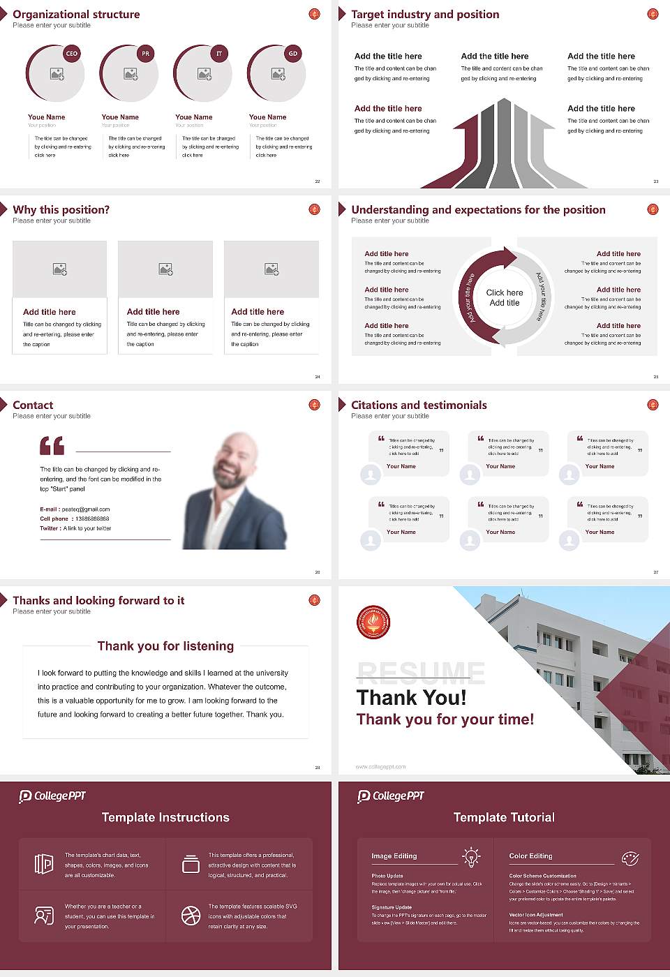 Shri Venkateshwara University Resume PPT Template16:9 ratio PPT effect preview image4