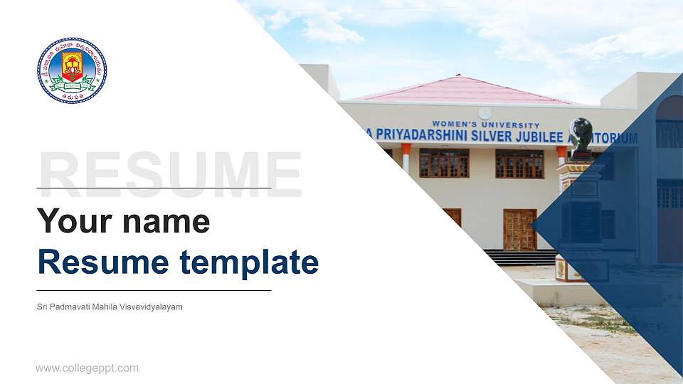 Sri Padmavati Mahila Visvavidyalayam Resume PPT Template16:9 ratio PPT effect preview image1