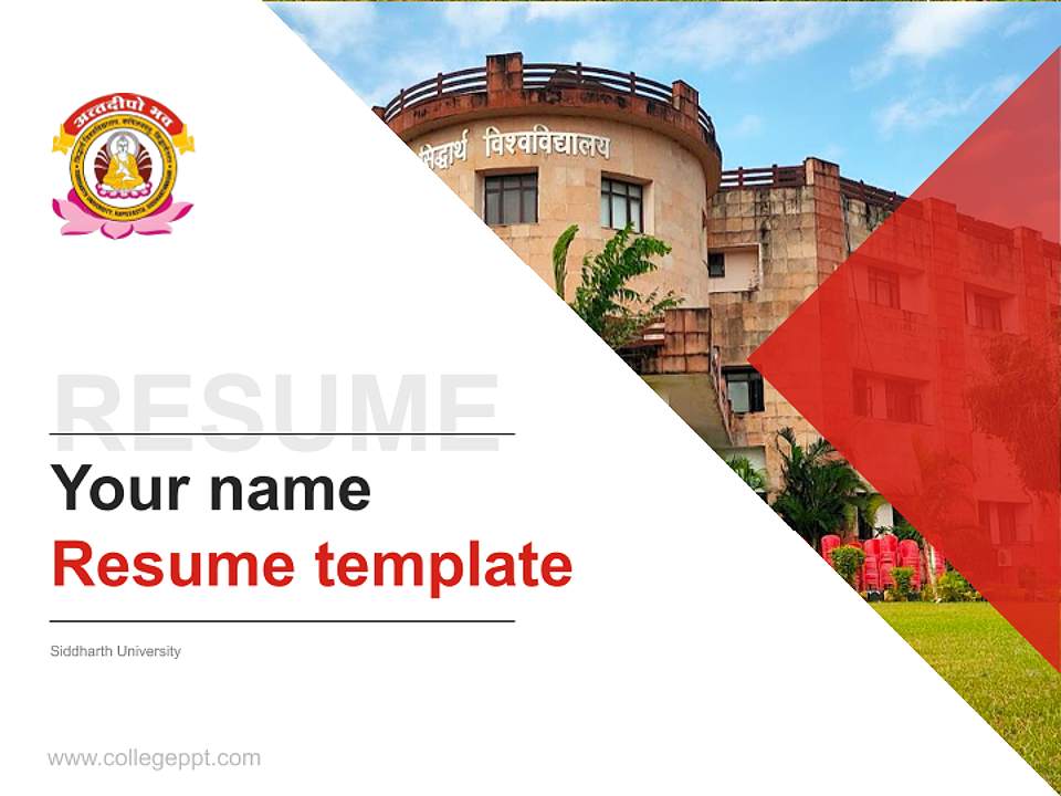 Siddharth University Resume PPT Template4:3 ratio PPT effect preview image5