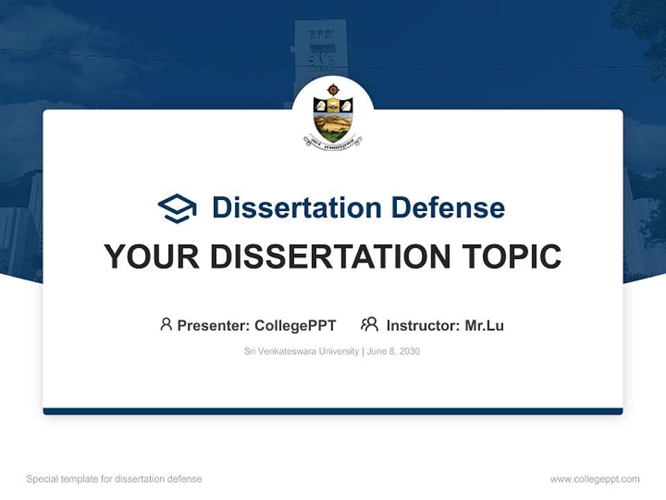 Sri Venkateswara University Graduation Thesis Defense PPT Template4:3 ratio PPT effect preview image7