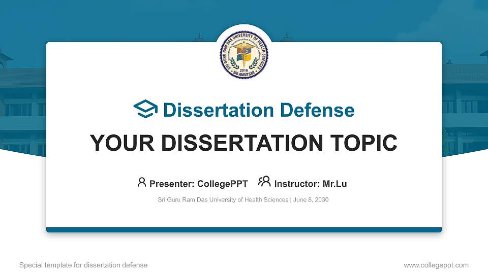 Sri Guru Ram Das University of Health Sciences Graduation Thesis Defense PPT Template16:9 ratio PPT effect preview image